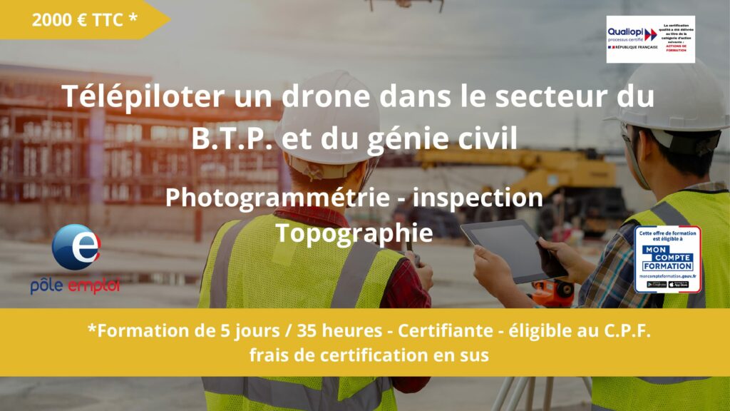 image de drone pour le télépilotage de drone dans le secteur du BTP et du génie civil.