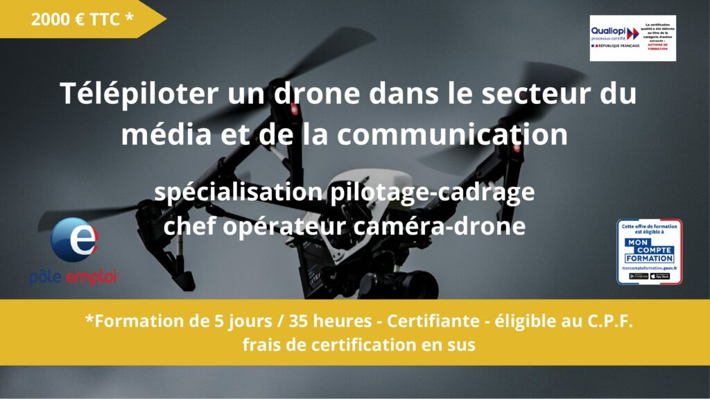 image de drone pour le télépilotage de drone dans le secteur du média et de la communication.